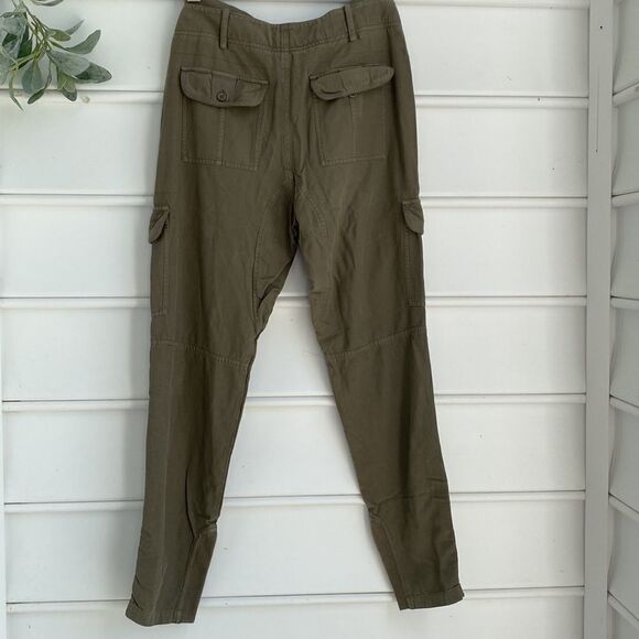 GoSilk Iconic Utility Cargo Ankle Zip Silk Blend Pant Military Green Size 6 - Picture 4 of 13